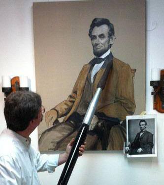 Marc painting portrait of Abraham Lincoln